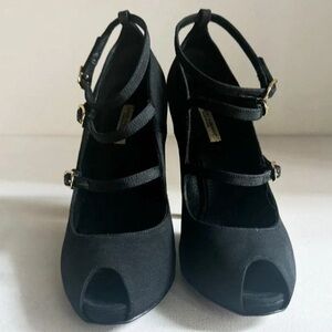 Dolce and Gabbana Black Sexy Peep Toe Maru Jane Heels 38